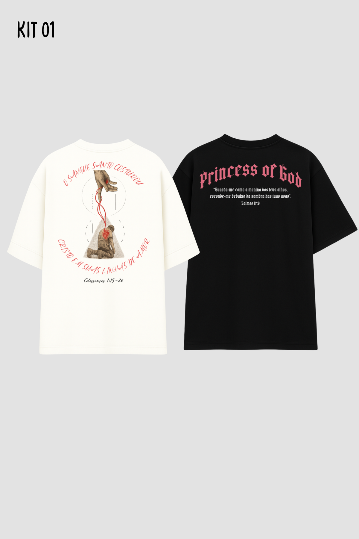 Kit 2 Camisetas Oversized Cristãs Unissex CHOZEN Casal