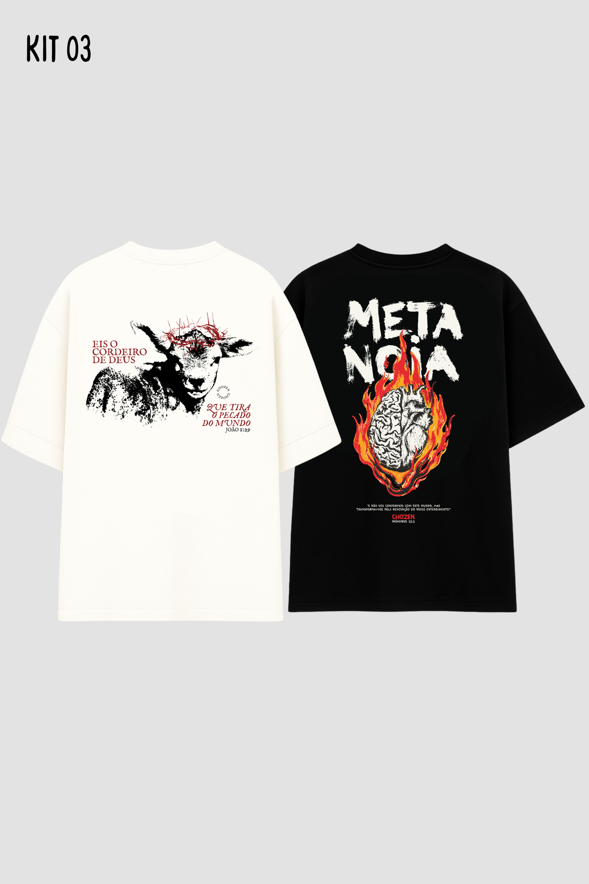 Kit 2 Camisetas Oversized Cristãs Unissex CHOZEN Casal