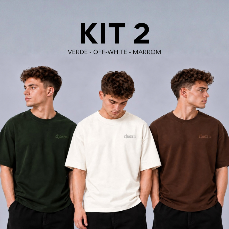 Kit 3 Camisetas Oversized Cristãs ESSENCE Tecido Suedine Egípcio Premium 240g Alta Gramatura Encorpada Malha Dupla Estruturada Gola Canelada Reforçada Toque Macio Conforto Superior Casual, Qualidade Peruana Liso Minimalista